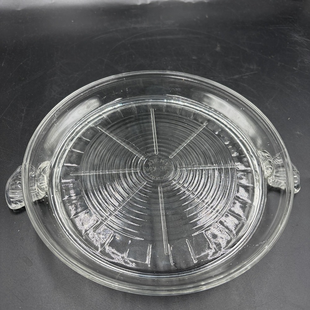 Vintage Anchor Hocking Fire‑King Glass Trivet Hot Plate Clear 8" Handled USA